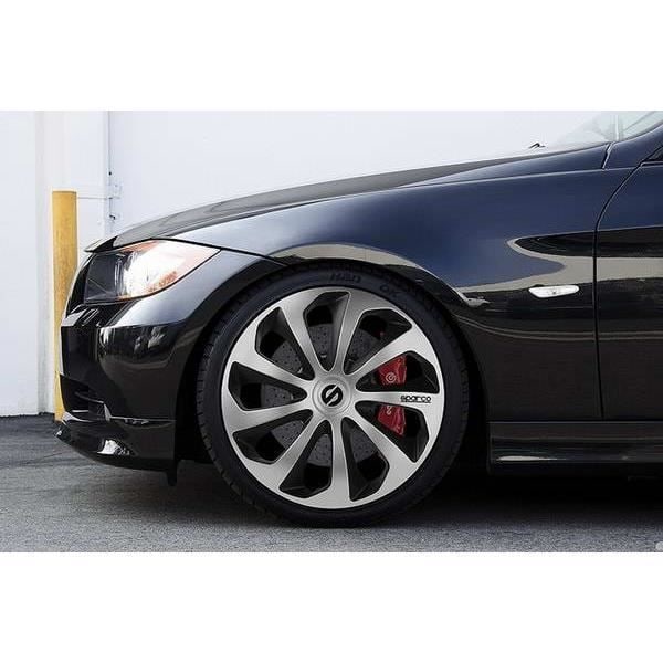 SPARCO 4-hjuls navkapsler - Sicilia - SPC1673SVBK - 16" - Grå/sort Sicilia sølv og sort