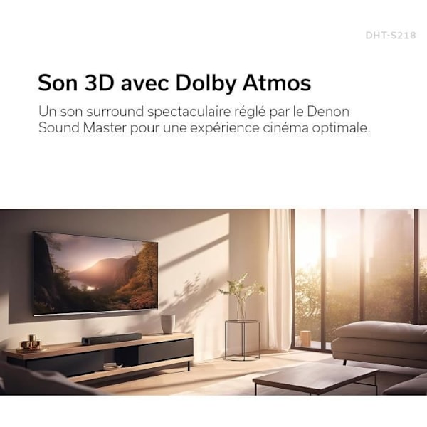 Ljudbar - DENON - DHT-S218 - Dolby Atmos - Bluetooth LE - Inbyggda subwoofers Svart