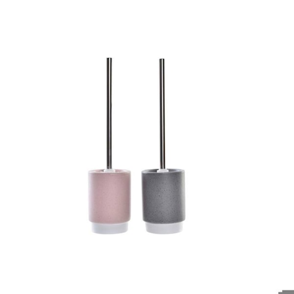 Toalettborste DKD Home Decor 9,8x9,8x39 cm (x2) grå/rosa/silver