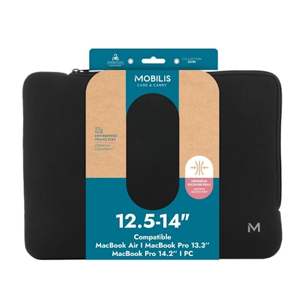 Neoprenfodral för Bärbar Dator Tablet 12.5-14" - MacBook Fodral 13" - Svart/Grå - MOBILIS Svart