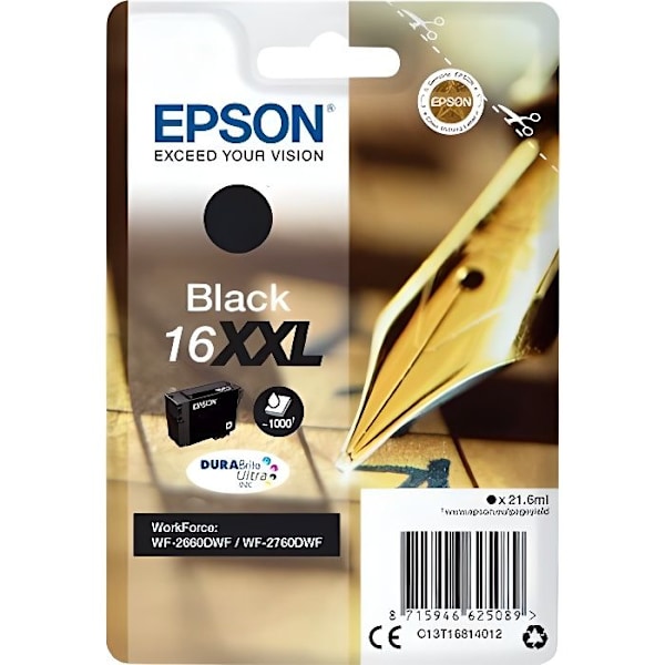 EPSON T1681 XXL sort blækpatron - Fyldepen (C13T16814012)
