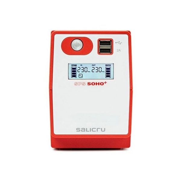 SALICRU SPS SOHO+ SPS 500 SOHO+ inverter - AC 230 V - 300 Watt - 500 VA - USB - 2 utgångskontakter