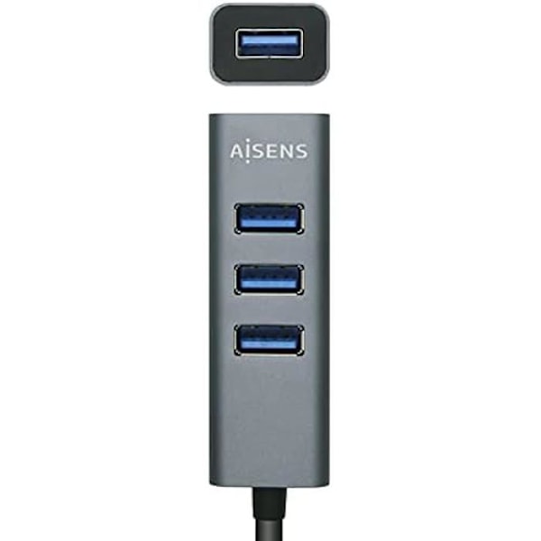 AISENS A106-0507 USB 3.0 HUB, Type A/M-4xtype A/H, Grå, 10 cm