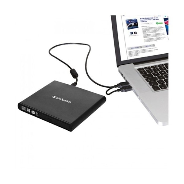 Disklæser - VERBATIM - Slimline - DVD±RW - USB 2.0 - Ekstern