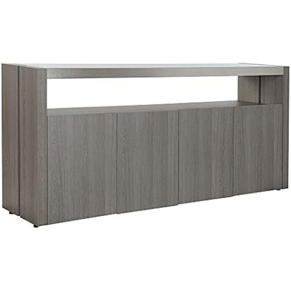 Skänk - DKD HEMINNREDNING - Standard - Aluminium och ek - Härdat glas - Grå grå