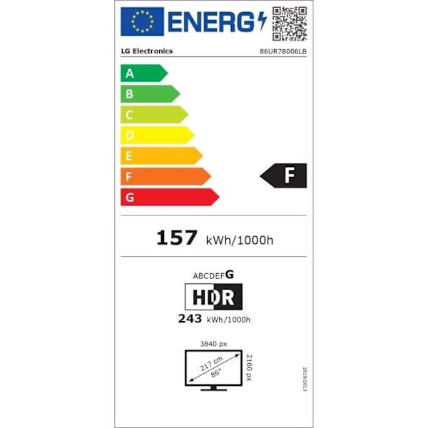 LG 86UR78 - LED 4K UHD - 86" (217 cm) Smart TV - HDR10+ - Wi-Fi - Hvid