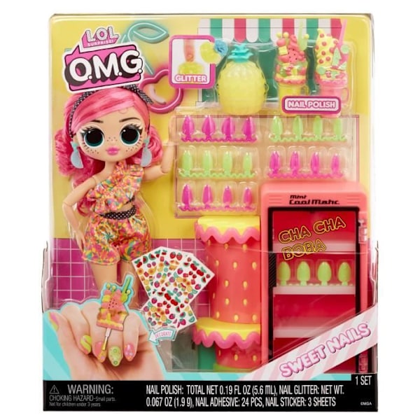 LOL. Surprise OMG Sweet Nails™ - Nail bar - Pinky Pops Fruit Shop modedocka - Frukttema - från 4 år och uppåt Huvudfärg: Rosa