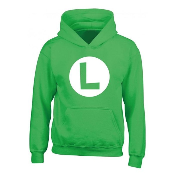 Hoodie för unisex Super Mario Luigi Badge Grön 9-11 år Grön 9-11 år gammal