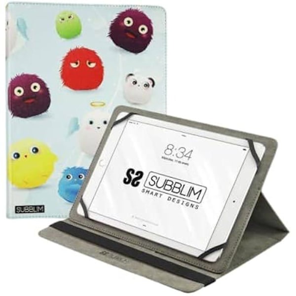SUBBLIM Universal taske til Furry Tablet fra 9,6" til 11" tommer, elastisk rem lukning, tre synsvinkler, system