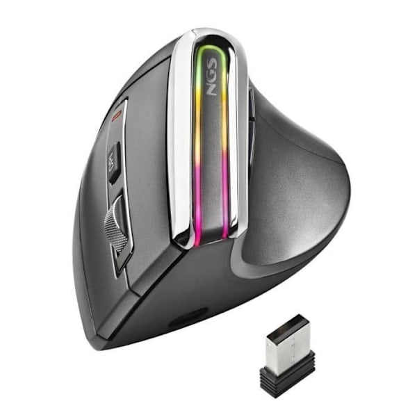NGS EVO KARMA - Trådlös ergonomisk mus, uppladdningsbar, tysta knappar och hjul, justerbar optisk sensor 800-1200-1600-3200