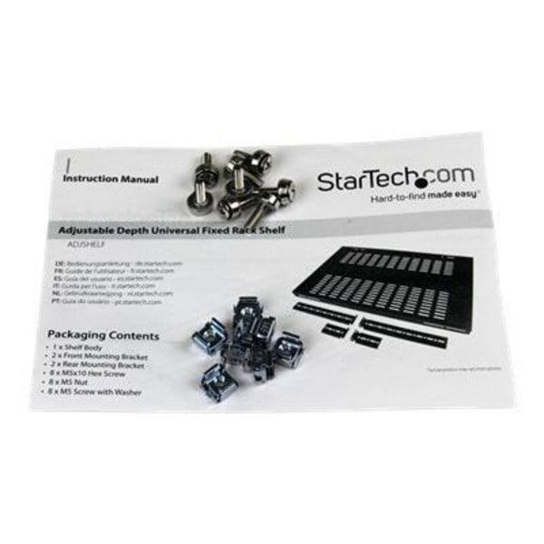 Ventileret hylde til rack - STARTECH - 1U - 19 tommer - Justerbar dybde - Sort