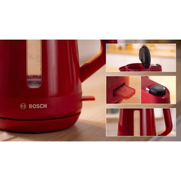 Kogekande - BOSCH - TWK1M124 MyMoment - Rød - kapacitet 1,7L - 360° base - kalkfilter Röd