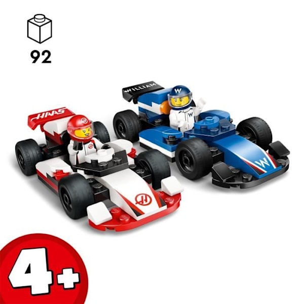 LEGO City 60464 Williams Racing og Haas F1 F1 racerbiler - Legetøj fra 4 år og opefter Flerfärgad