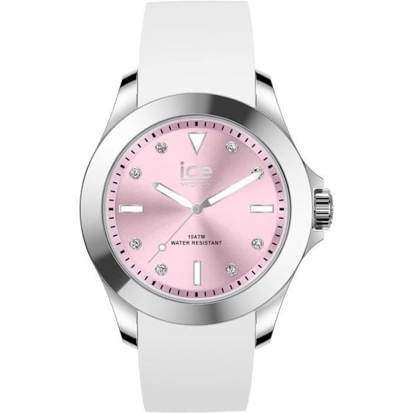 Jääkello - Naiset - 020382 - Valkoinen silikoni - 40mm - Hopea - Vaaleanpunainen Vit