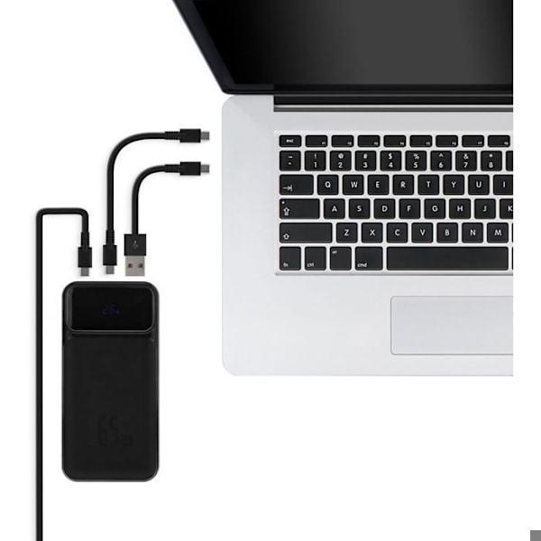 Ulkoakku - T'nB - 20 000 mAh - Power Delivery 65W - USB-C ja USB-A - Musta Svart