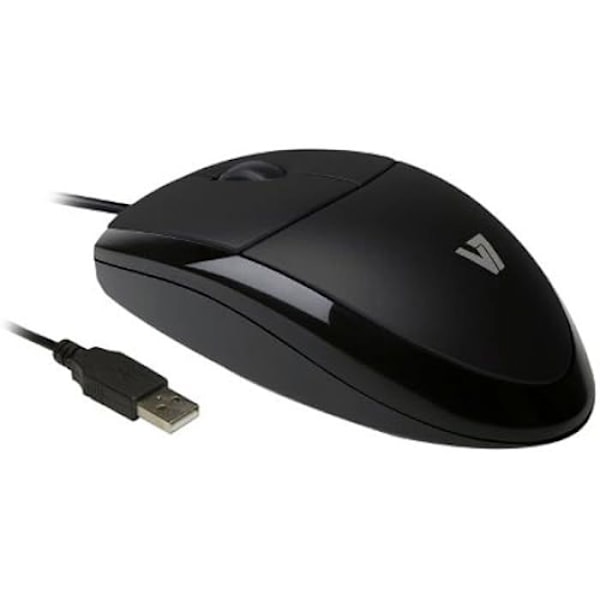 USB Optisk LED Mus - V7 - Sort - Ambidextrous - 1000 DPI