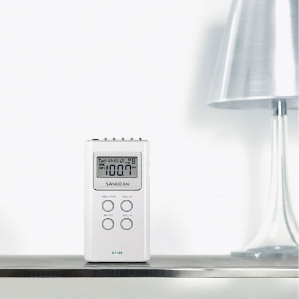 Kannettava SANGEAN DT-120 radio - AM/FM PLL digitaaliviritin - 15 esiasetusta - Valkoinen