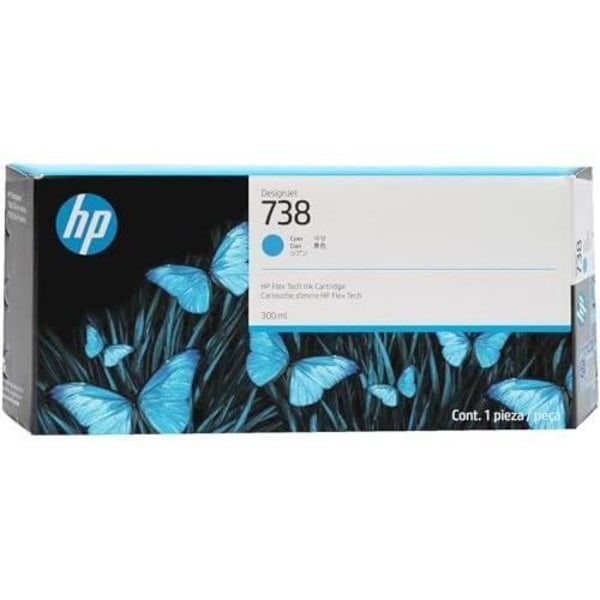 HP Muste/ 738 300-ml Syvänsininen Muotoilu