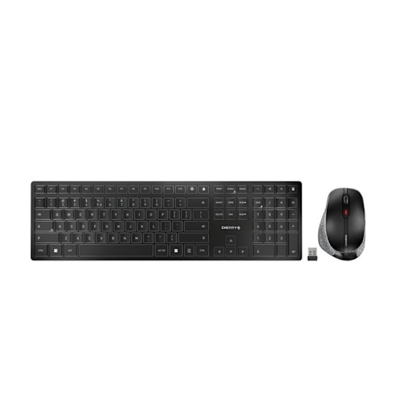 Trådlöst tangentbord och mus - Cherry - DW 9500 SLIM - Spansk Qwerty - Bluetooth - 3200 DPI Svart, Grå