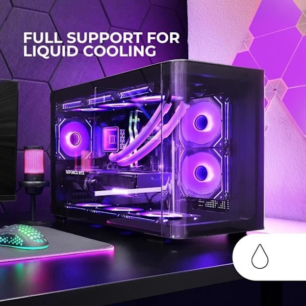 Gamingchassi Micro-ATX - MARS GAMING - MC-FUSIONM - Böjd Glas - Vattenkylning - Dubbel Kammare