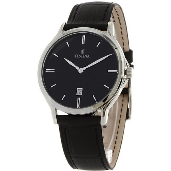 Herreur FESTINA Læder Sort Klassisk F16745-5 - Quartz Analogisk Vandtæt 5 ATM Svart