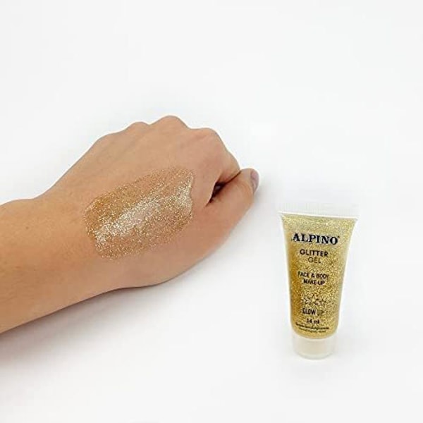 Glitter Gel - ALPINO - Fiesta - Gyllene färg - 6 rör à 14 ml - Dermatologiskt testad gyllene