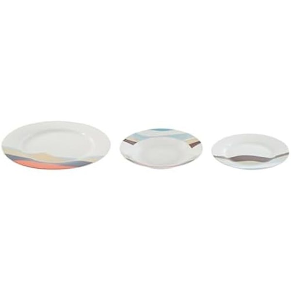 Astiasto - HOME ESPRIT - 18 kappaleen setti - Posliini - Trooppinen kuvio - 27 x 27 cm Flerfärgad
