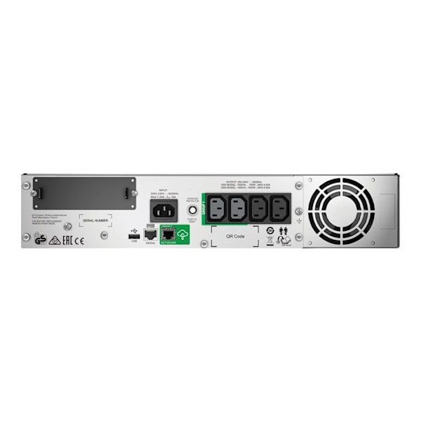 APC Smart-UPS SMT 1500VA -teline - 230 V yksivaiheinen linjainteraktiivinen UPS (USB / sarja / SmartSlot) - 2U teline - Valmistaja: APC - Co musta