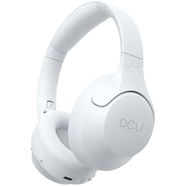 DCU TECNOLOGIC - Trådløse Bluetooth hovedtelefoner - USB-C opladning - Foldbare Tiara hovedtelefoner - Digital støjreduktion 15-20dB - Vit