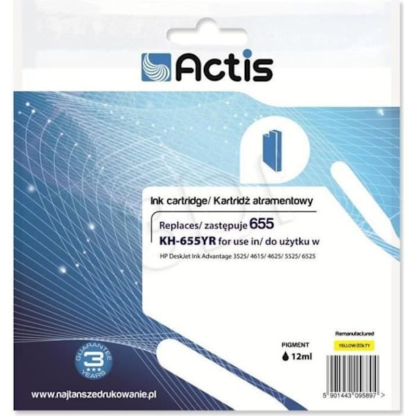 Actis keltainen mustekasetti HP:lle (HP 655 CZ112AE korvaava)