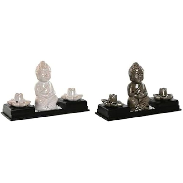 Poltin - HOME ESPRIT - Buddha - Keramiikka - MDF-puu - 24 x 8 x 14 cm (2 kpl) Hemma ESPRIT brännare