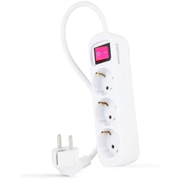 NANOCABLE 10.38.0003 Power Strip - 3 uttag med strömbrytare - 1,4 m - Vit Vit