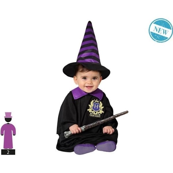 Tryllekunstner kostume - Baby Unisex - Sort - Witchcraft Student - ATOSA - Polyester svart och lila