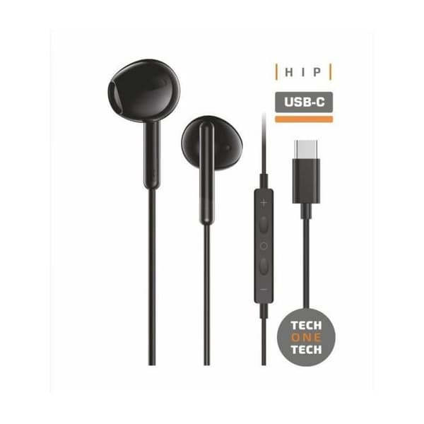 Tech One Tech earTECH TEC1302: Intrauraaliset kuulokkeet - Mikrofonilla - USB Type-C - Mustat