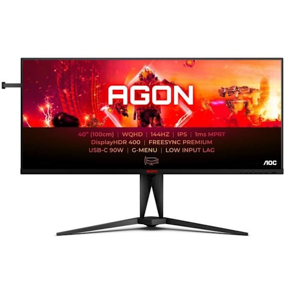 Pelaajakulmainen Pelitietokoneen Näyttö - AOC - AG405UXC - 40" IPS UWQHD 1ms 144Hz HDMI DP USB-C HP Käännettävä Korkeuden Säädettävä Freesync Premium