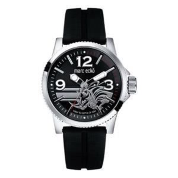 Herreur - MARC ECKO - E08503G1 - Kvarts - Skinnende metalkasse - Rhino - Sort gummirem sort