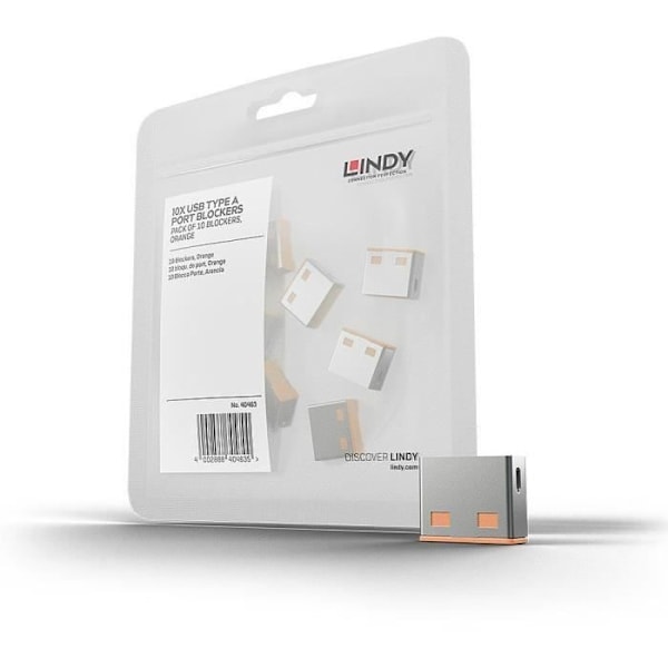 LINDY USB Port Blockers - 10 kpl - Oranssi