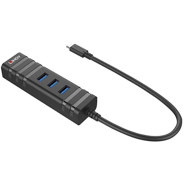 USB Adapter - Lindy - USB 3.1 Hub - 4 Porte - Gigabit Ethernet - Sort