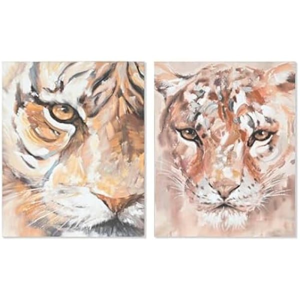 Målning - HOME ESPRIT - Colonial Tiger - Flerfärgad - 80 x 100 cm - 2 enheter mångfärgad
