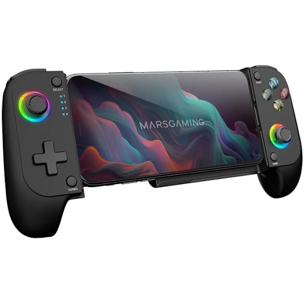 MARSGAMING MGPX, Bluetooth 5.0 2-i-1-controller, RGB Neon, Double Vibration og Turbo-funktion, Smartphone-understøttelse op til 6,8" controller RGB Neon