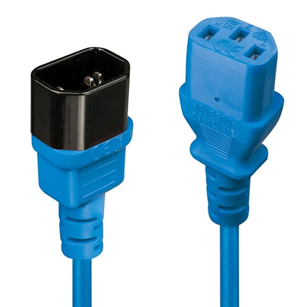 Lindy strømkabelforlænger IEC 60320 C13 til IEC 60320 C14 50 cm støbt blå
