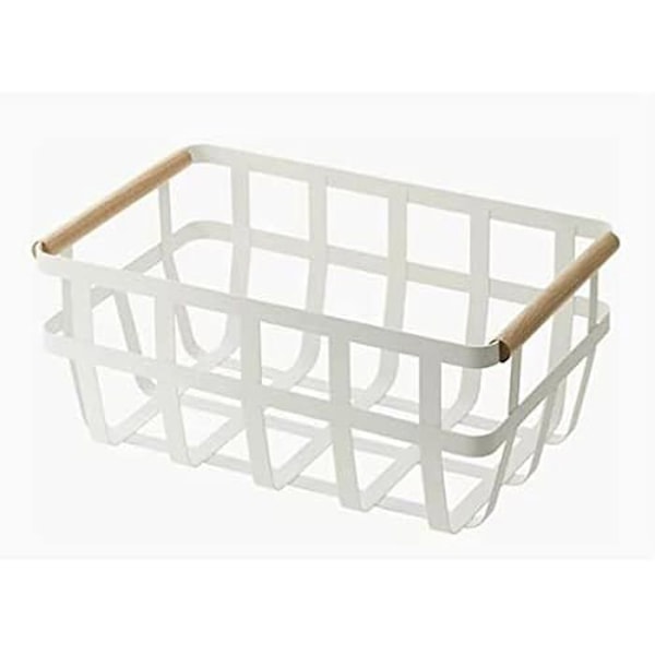Multifunktionskorg - DKD Heminredning - Standard - Metall och furu - Vit färg - 36x22x15,5 cm Vit, färg: Vit