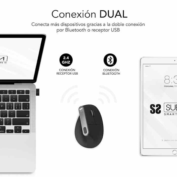 NATURE VERTIKAL ERGO DOBBELT BATTERI MUS ERGO SORT