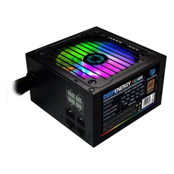 CoolBox DG-PWS600-MRBZ ATX 600W RGB sort strømforsyning Ø 12 cm x 1 Sort