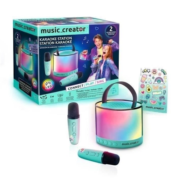 Canal Toys - Musikskaber - Mini Karaoke Station - Lysende højttaler med 2 trådløse mikrofoner - INF 044