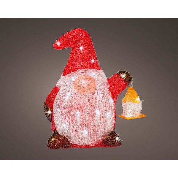 Figurine - GENERIQUE - Nisse LED Akryl - 25x17x29cm - 40 LED - Utomhus Nytt vitt