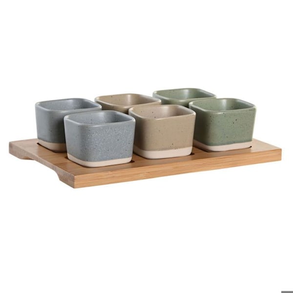 Sæt porcelæn service bambus skandinavisk DKD Home Decor Flerfärgad