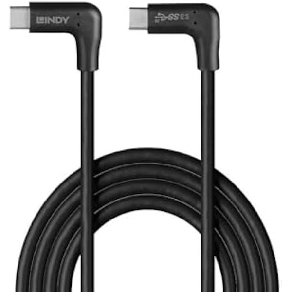 USB 3.2-kabel - LINDY - højrevinklet USB-C - 10 Gbps - 1,5 m - Sort