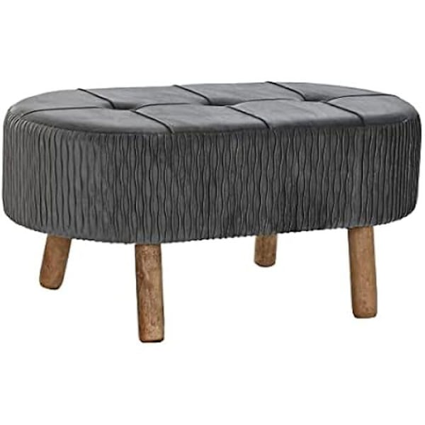 Bænk - DKD HOME DECOR - Estándar - Massivt træ - Fløjl - 80x46x38 cm