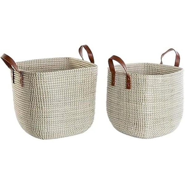 Korgset - DKD Home Decor - Seagrass - Brun - Polyuretan - 38x38x35 cm kastanj